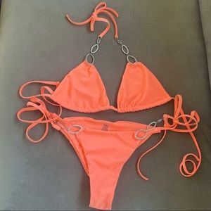 NEW - Sexy two piece Bikini bright neon coral - Medium